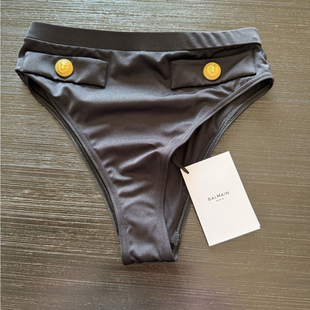 NWT Balmain Black High Waisted Bikini Bottoms